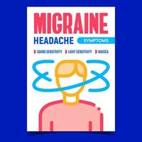 Migräne-Kopfschmerz-Symptome Promo-Banner-Vektor vektor
