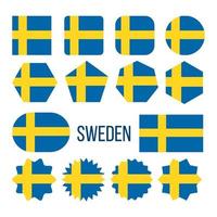Sverige flagga samling figur ikoner uppsättning vektor