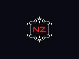 minimalistisches nz-logobild, kreativer nz-luxusbrief-logovektor vektor