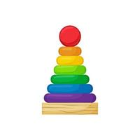 pyramid litet barn leksak trä- Färg ikon vektor illustration