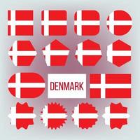 dänische nationalfarben, insignienvektorsymbole gesetzt vektor