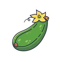 niedliche zucchini-cartoon-symbol-illustration. Lebensmittelgemüse flaches Symbol Konzept isoliert auf weißem Hintergrund. Druck für Kinderkleidung. vektor