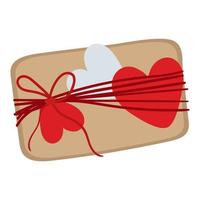 geschlossene Geschenkbox in Form eines Rechtecks. eine Bastelbox mit Herzen für ein Geschenk oder Pralinen. konzeptionelle illustration für den valentinstag. Vektor-Cliparts für Grußkarten, Geburtstagskarten. vektor