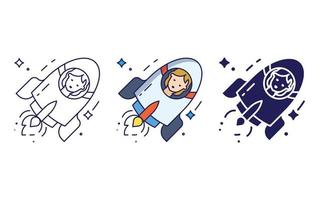 frau, weibliche astronautenikone vektor