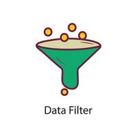 Datenfilter gefüllt Umriss Icon Design Illustration. Datensymbol auf weißem Hintergrund eps 10-Datei vektor