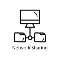 Netzwerk-Sharing-Umriss-Icon-Design-Illustration. Datensymbol auf weißem Hintergrund eps 10-Datei vektor