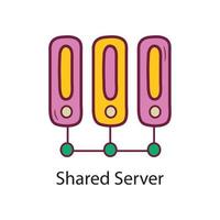 delad server fylld översikt ikon design illustration. data symbol på vit bakgrund eps 10 fil vektor
