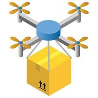 Drohnenlieferung - isometrische 3D-Darstellung. vektor