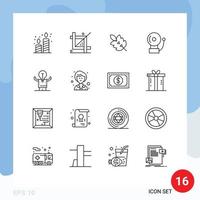 Stock Vector Icon Pack mit 16 Zeilenzeichen und Symbolen für die Programmierung von Alarmanlagen für Business-Glocken, editierbare Vektordesign-Elemente