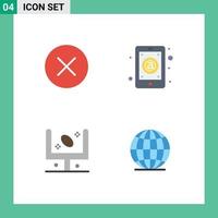 Flaches Icon-Paket mit 4 universellen Symbolen der Kreisfeld-App-Mail-Ziel-editierbaren Vektordesign-Elemente vektor