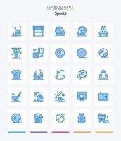 Creative Sports 25 Blue Icon Pack wie Sicherheit. Sport. Sport. Torhüter. Motorrad vektor