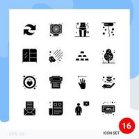 Stock Vector Icon Pack mit 16 Linienzeichen und Symbolen für Meteor-Innenhüftmöbel dank editierbarer Vektordesign-Elemente