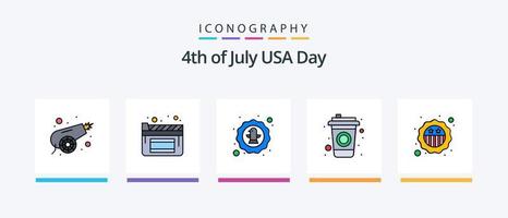 USA-Linie gefüllt 5 Icon Pack einschließlich . Filme. Zustände. Kino. Wahrzeichen. kreatives Symboldesign vektor