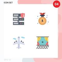 uppsättning av 4 vektor platt ikoner på rutnät för data plan säkerhet emblem värld redigerbar vektor design element