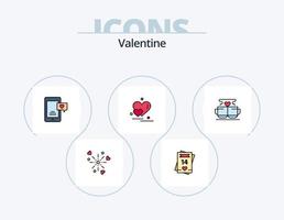 Valentinsgrußlinie gefülltes Ikonenpaket 5 Ikonendesign. Paar. Tag. Rose. Valentinsgrüße. Valentinstag vektor