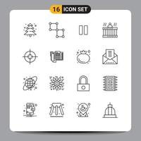 Stock Vector Icon Pack mit 16 Zeilenzeichen und Symbolen für Science Springs Media Spa Massage editierbare Vektordesign-Elemente