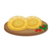 traditionell central asiatisk bröd bakad i en tandoor. tandyr flatbread eller samosa. vektor illustration. kartun.