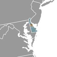 Karte des Bundesstaates Delaware mit Flagge. Vektor-Illustration. vektor
