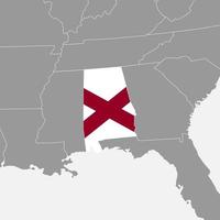 Alabama-Staatskarte mit Flagge. Vektor-Illustration. vektor