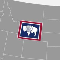 Wyoming State Map mit Flagge. Vektor-Illustration. vektor