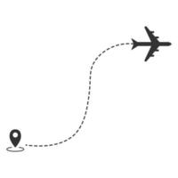 Flugzeuglinienpfad der Flugroute des Flugzeugs mit Startpunkt und Strichlinienspur. Vektor-Illustration vektor