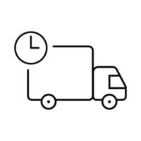 LKW mit Uhr. Online-Lieferservice. isoliertes Objekt. schnelles Lieferkonzept. logistischer Transport. Versand von Waren. Timer-Symbol. vektor