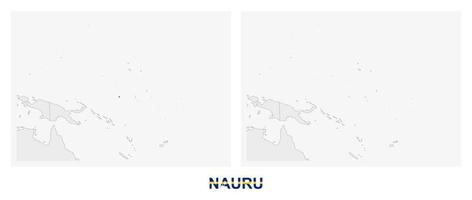 två versioner av de Karta av nauru, med de flagga av nauru och markerad i mörk grå. vektor