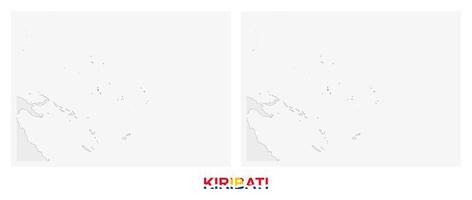 zwei versionen der karte von kiribati, mit der flagge von kiribati und dunkelgrau hervorgehoben. vektor