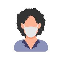 avatar ikon bär skyddande ansikte mask. kvinna i platt stil med medicinsk mask. vektor illustration