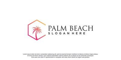 Palm Beach-Logo mit Hexagon-Element-Design-Symbol-Vektorillustration vektor