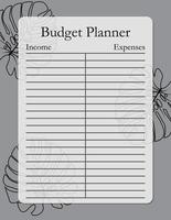 budget planerare mall sida design med monster löv, inkomst och utgifter. vektor illustration