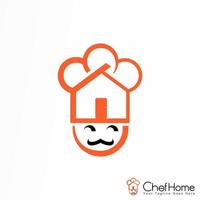 enkel hus, kock hatt, och ansikte eller kock Hem bild grafisk ikon logotyp design abstrakt begrepp vektor stock. kan vara Begagnade som en företags- identitet relaterad till kök eller mat