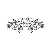 konst samling av naturlig blommig ört- löv blommor i silhuett stil. dekorativ skönhet elegant illustration för hand dragen blommig design vektor