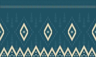 afrikanischer ethnischer Textilstoff Muster blauer Grashintergrund. Stammes-Motiv Ikat Geometrie Stoff Musterdesign Vintage Retro-Stil. königlicher luxuriöser kunstvoller eleganter alter abstrakter verzierungsvektor. vektor