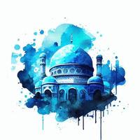 Aquarell schön gemalte islamische Moschee vektor