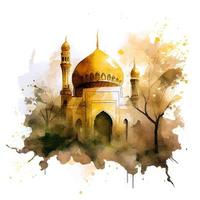 Aquarell schön gemalte islamische Moschee vektor