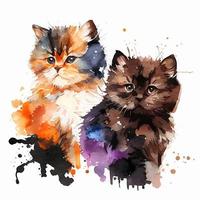 zwei aquarell süße reizende katzen vektor