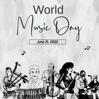 svart och ljus grå värld musik dag, juni 21 vektor