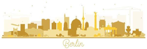 berlin deutschland skyline silhouette mit goldenen gebäuden isoliert auf weiß. vektor