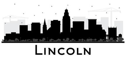 lincoln nebraska city skyline silhouette mit schwarzen gebäuden isoliert auf weiß. vektor