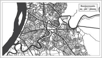 banjarmasin indonesien stadtplan in schwarz-weißer farbe. vektor