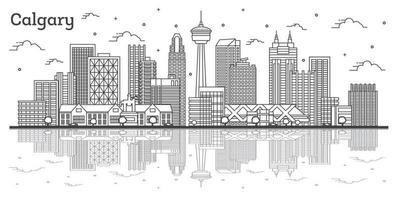 översikt calgary kanada stad horisont med modern byggnader och reflektioner isolerat på vit. vektor