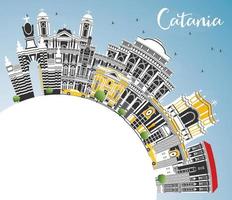 catania Italien stad horisont med grå byggnader, blå himmel och kopia Plats. vektor