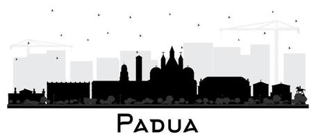 padua Italien stad horisont silhuett med svart byggnader isolerat på vit. vektor