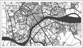 palembang indonesien stadtplan in schwarz-weißer farbe. Übersichtskarte. vektor