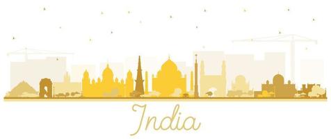 Indien stad horisont silhuett med gyllene byggnader. vektor