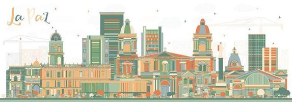 la paz bolivia stad horisont med Färg byggnader. vektor