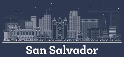 skizzieren sie die skyline von san salvador mit weißen gebäuden. vektor