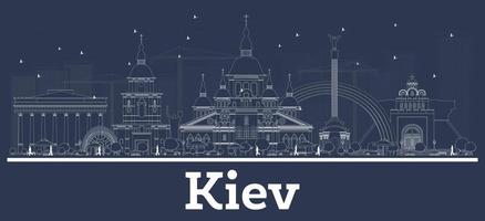 översikt kiev ukraina stad horisont med vit byggnader. vektor