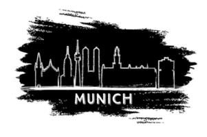 münchen deutschland stadt skyline silhouette. handgezeichnete Skizze. vektor